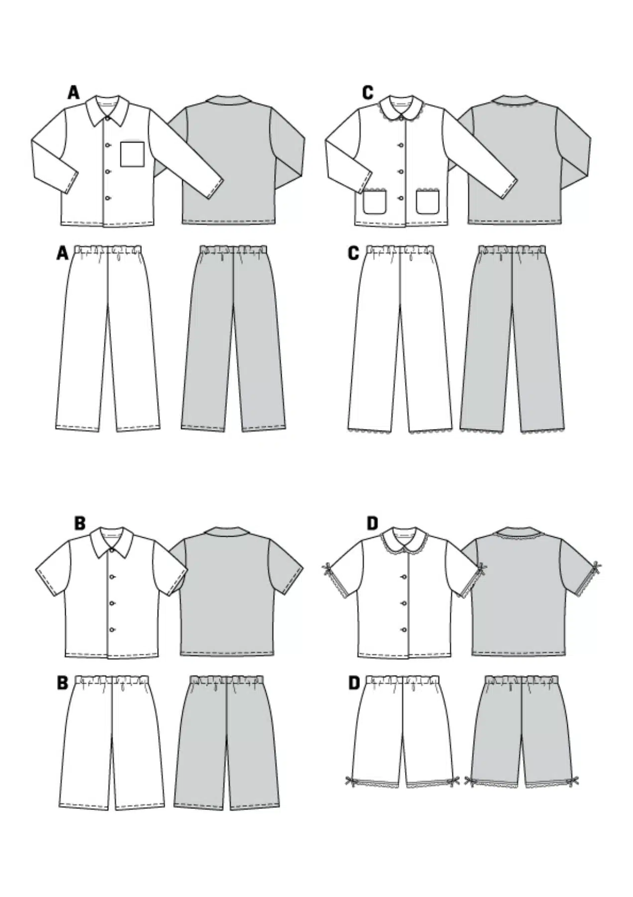 Burda Geel 9747 - Pyjama in variaties