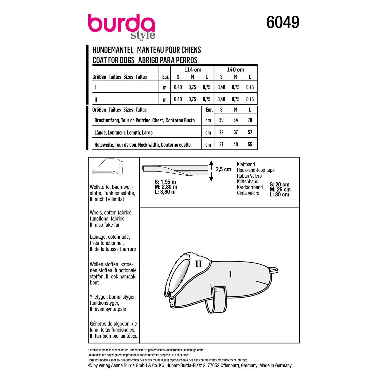 Burda Rood 6049 - Hondenmantel