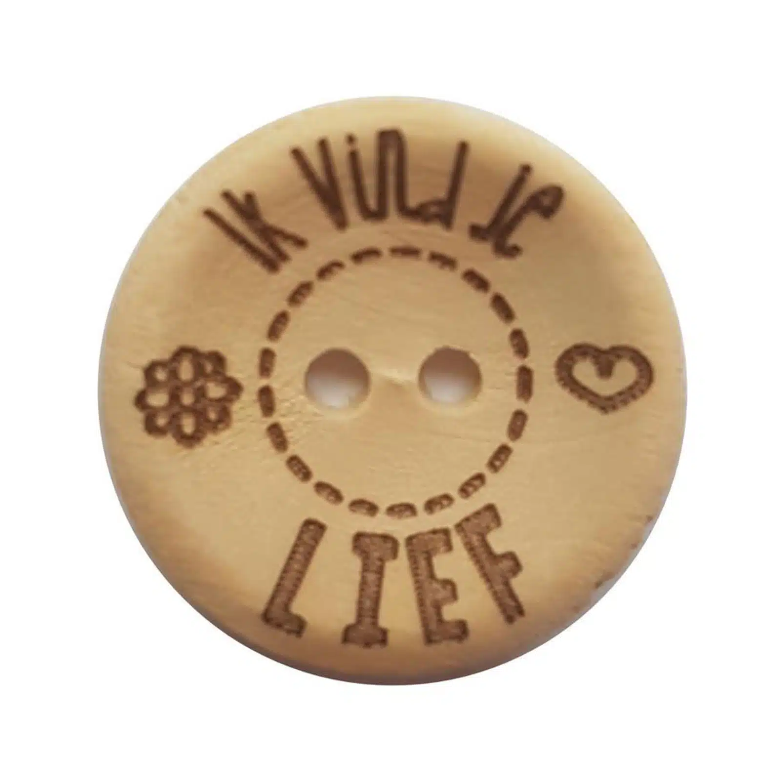 4st Knoop Hout Ik vind je Lief 20mm