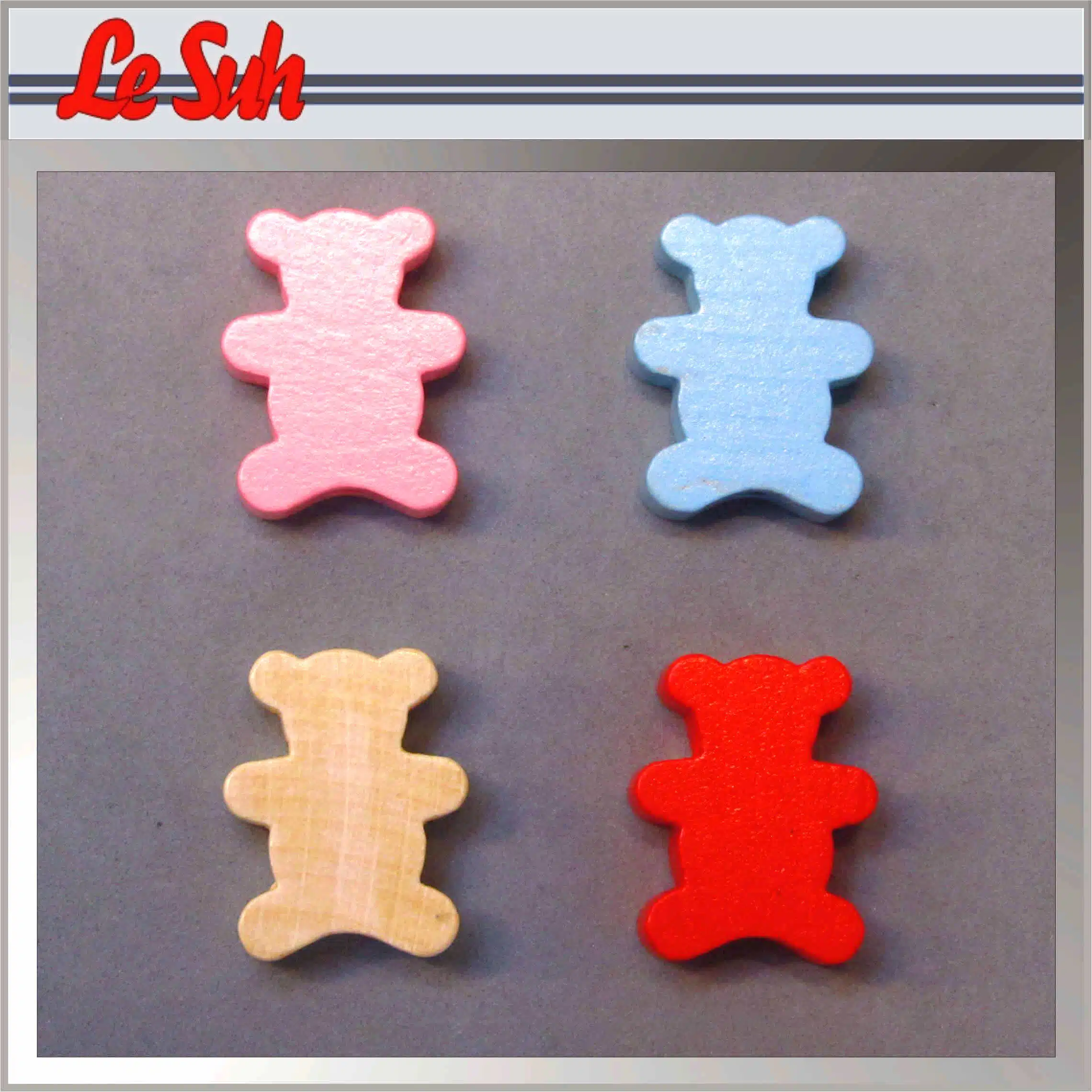 2st Houten Beer Roze 22x28mm (7mm)