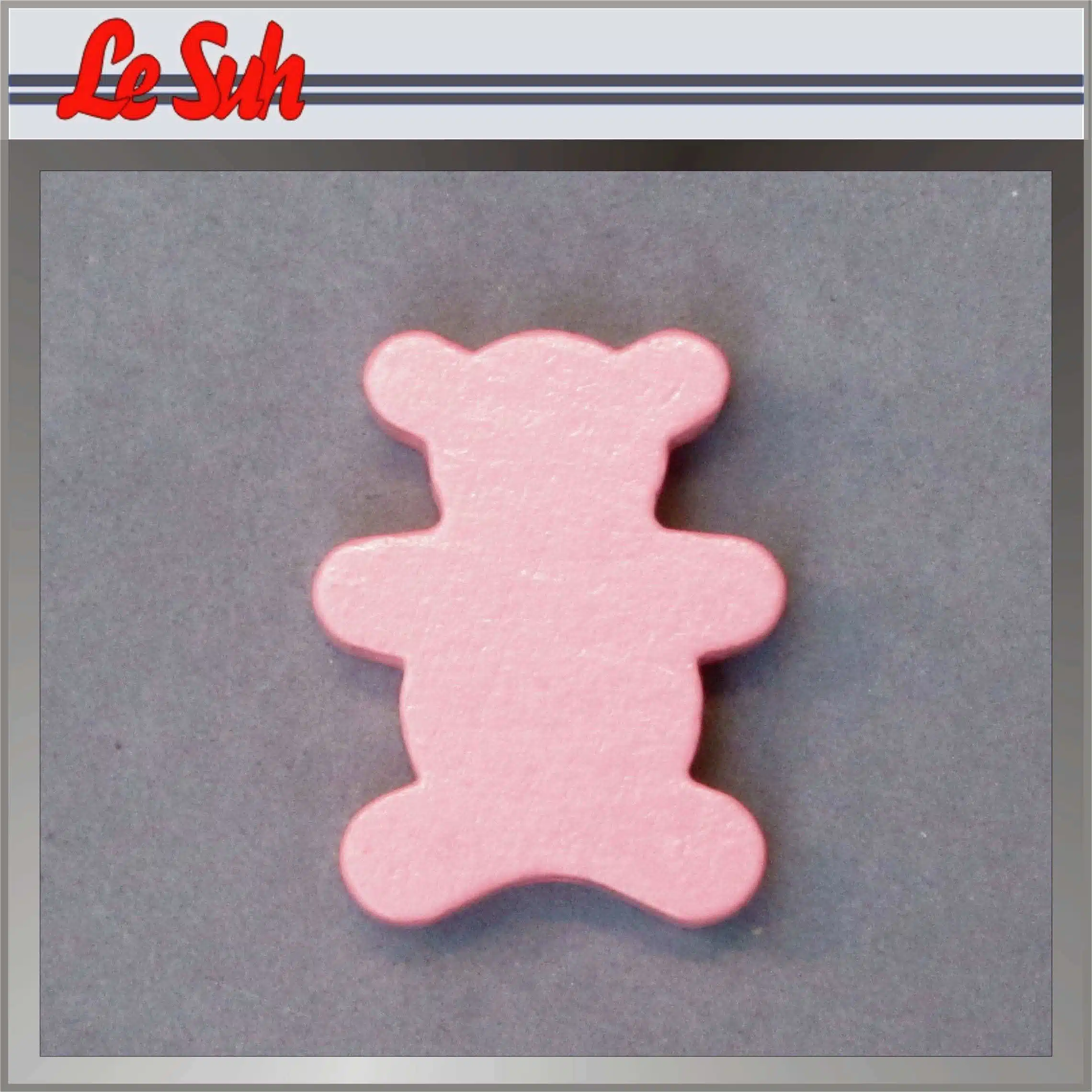 2st Houten Beer Roze 22x28mm (7mm)