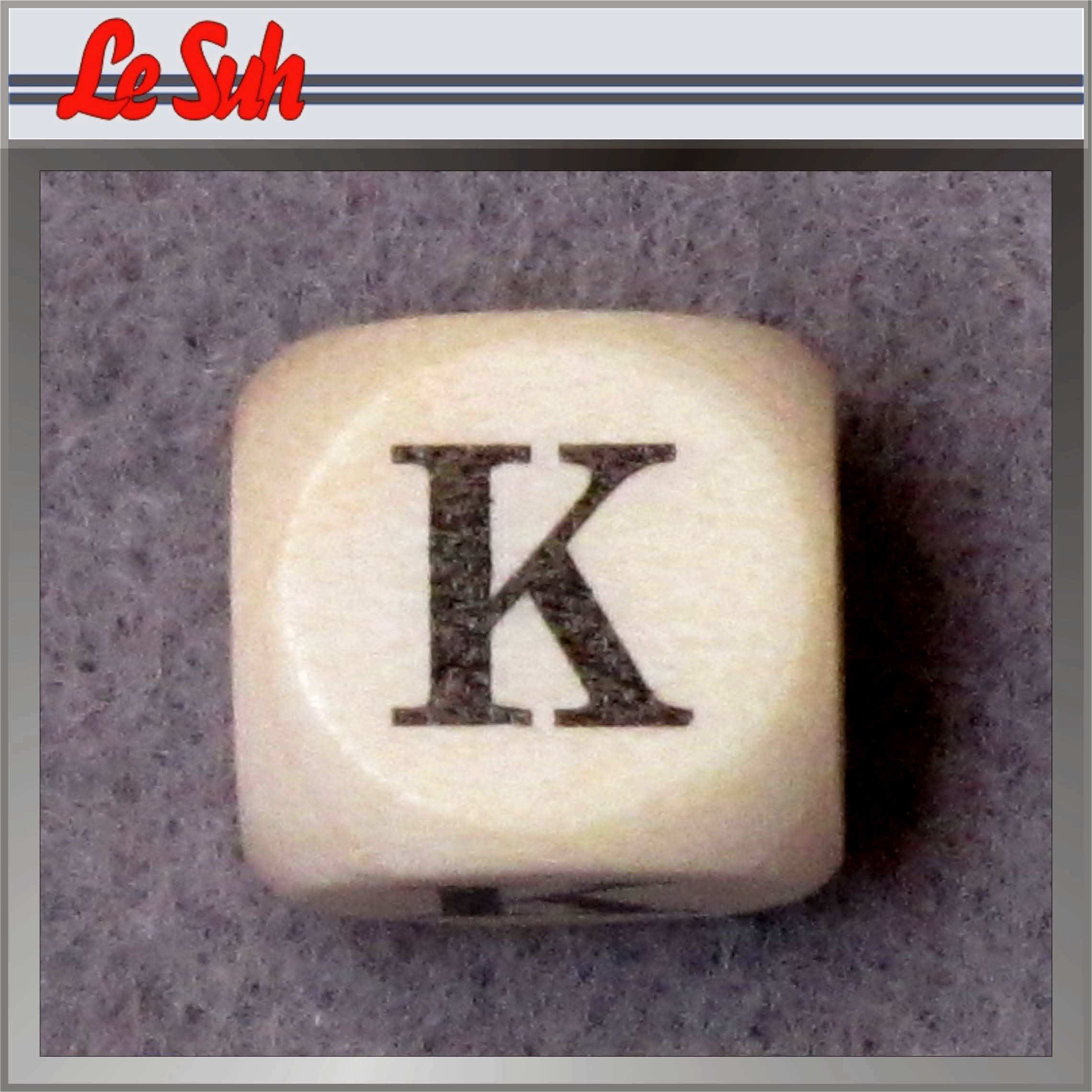 Kraal;Letter Dobbelsteen Naturel-K 10mm