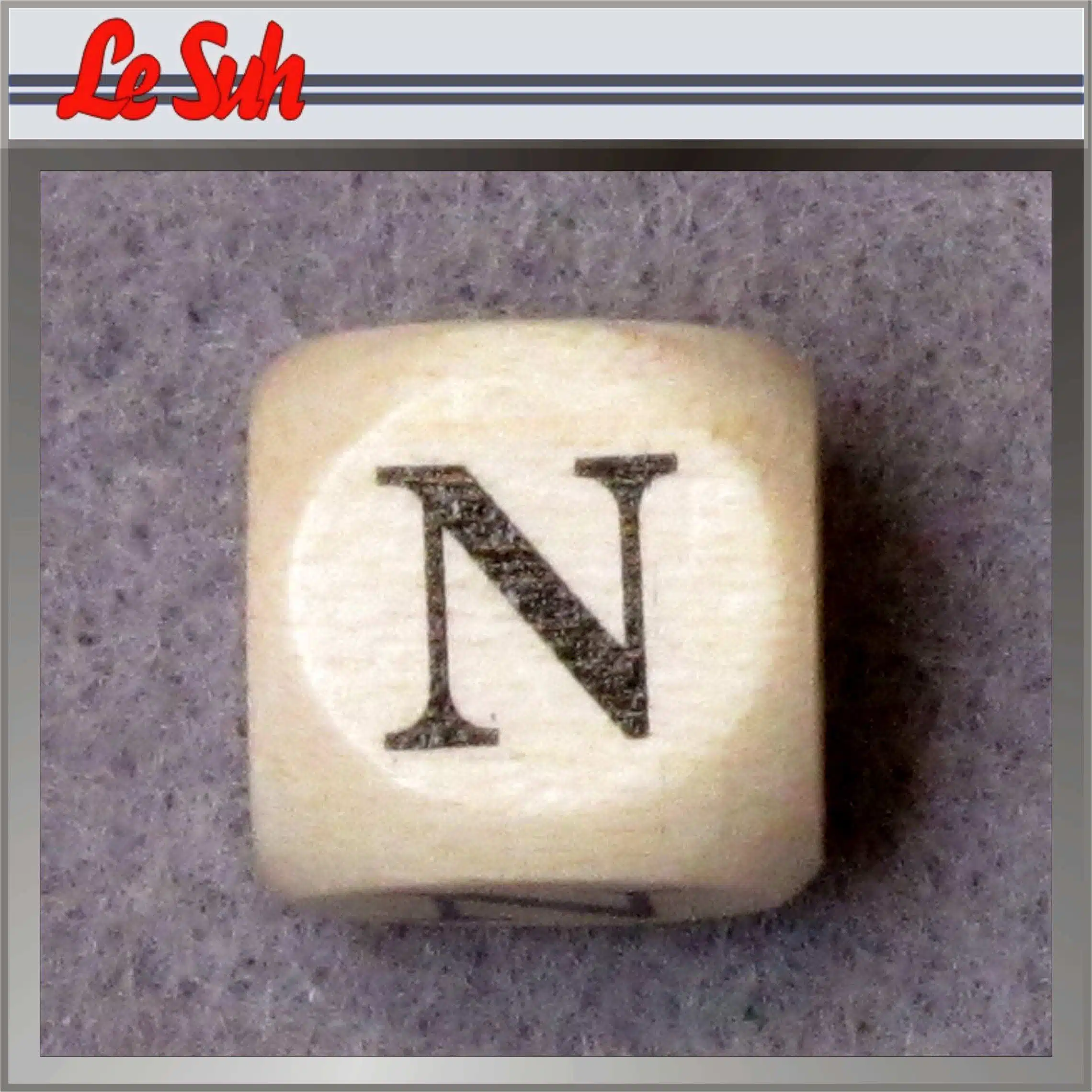 Kraal;Letter Dobbelsteen Naturel-N 10mm