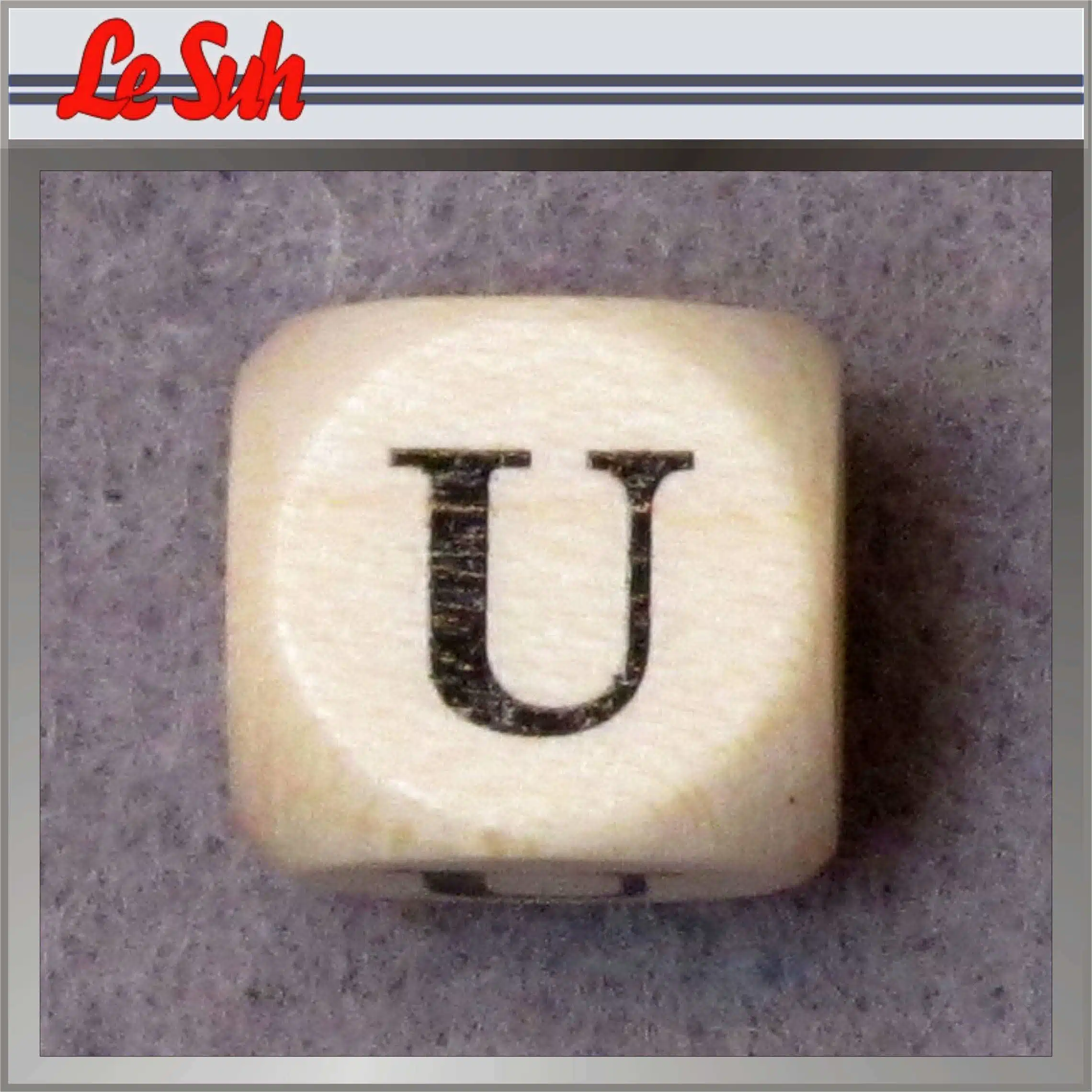 Kraal;Letter Dobbelsteen Naturel-U 10mm