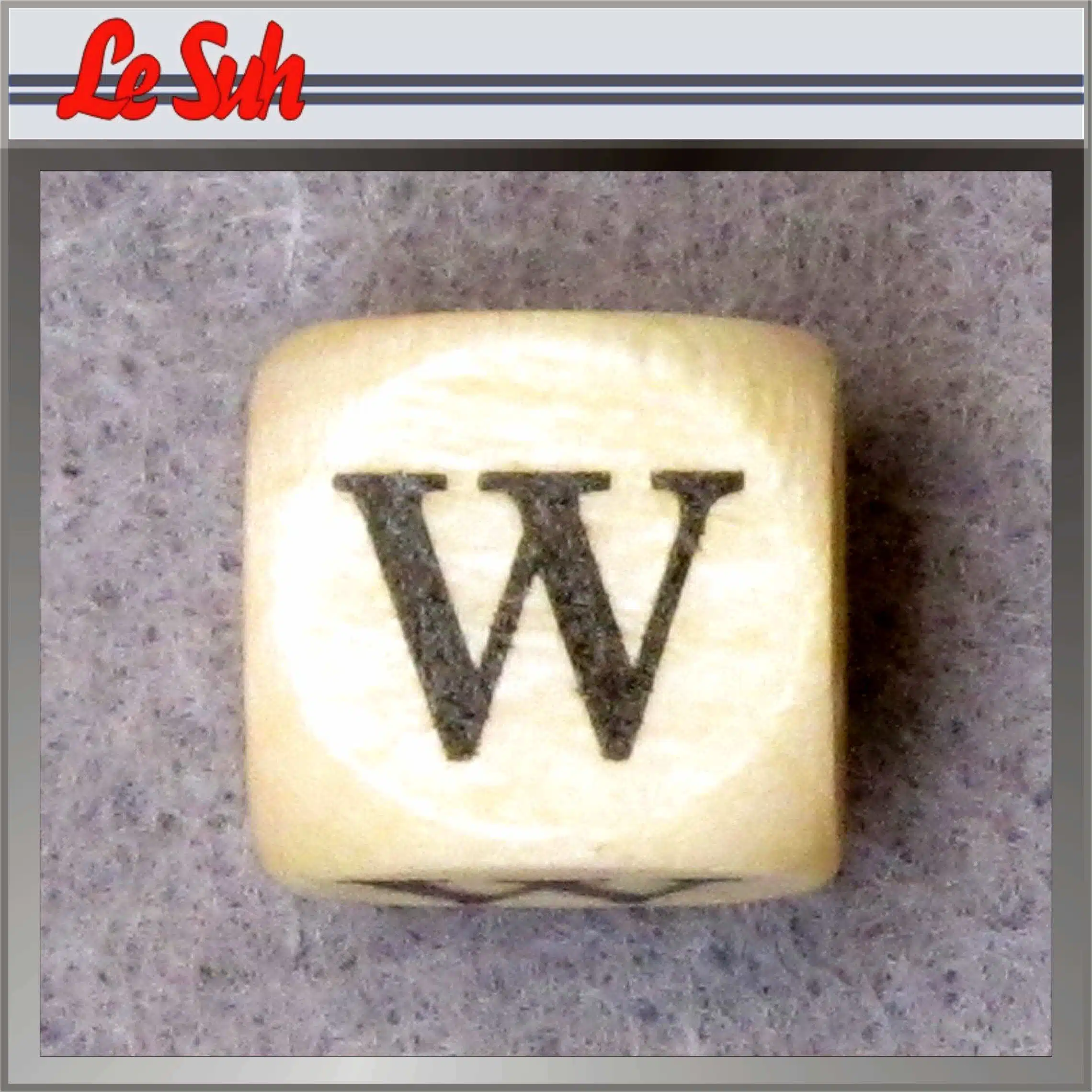 Kraal;Letter Dobbelsteen Naturel-W 10mm