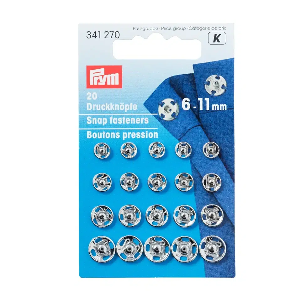 Prym K;Opnaaidrukker Zilver 6-11mm 20st