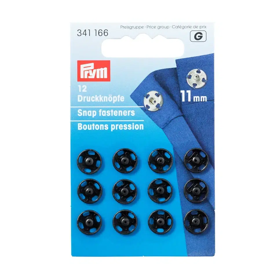 Prym G;12st Opnaaidrukker Zwart 11mm