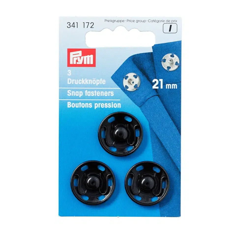 Prym I;Opnaaidrukkers Zwart 21mm 3st