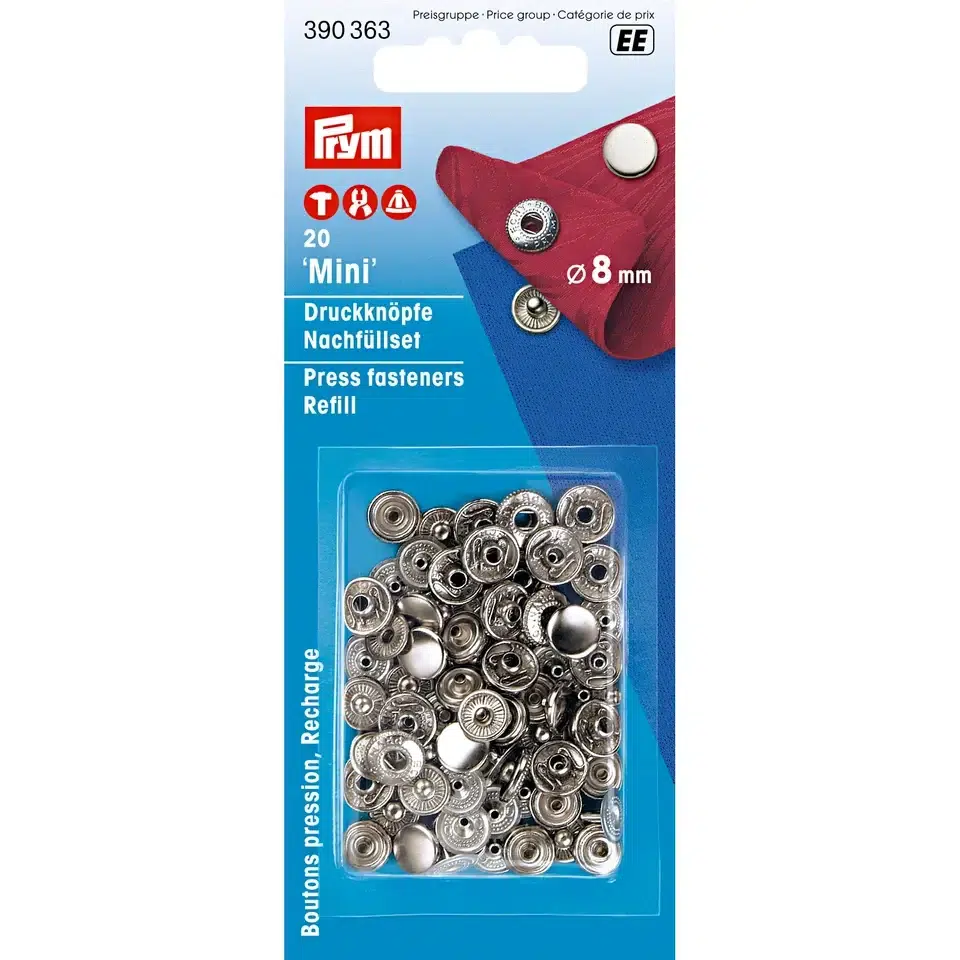 Prym EE;10st Refill Drukkers Zilver 8mm