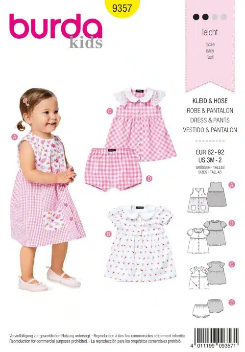 Burda Geel 9357 - Folklore stijl: Jurk in variaties en schort