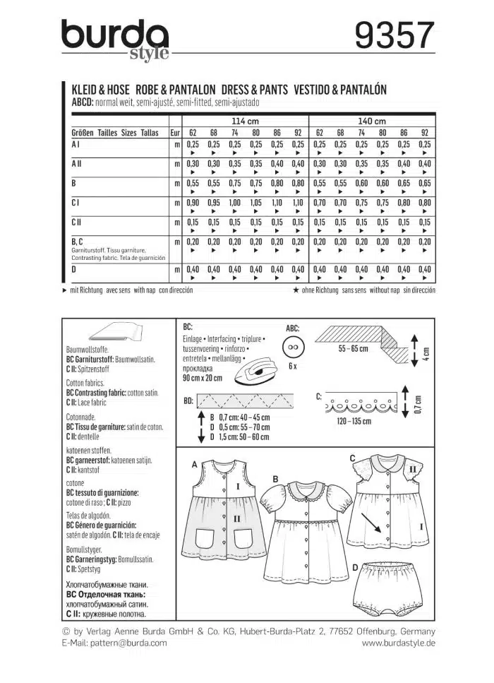 Burda Geel 9357 - Folklore stijl: Jurk in variaties en schort