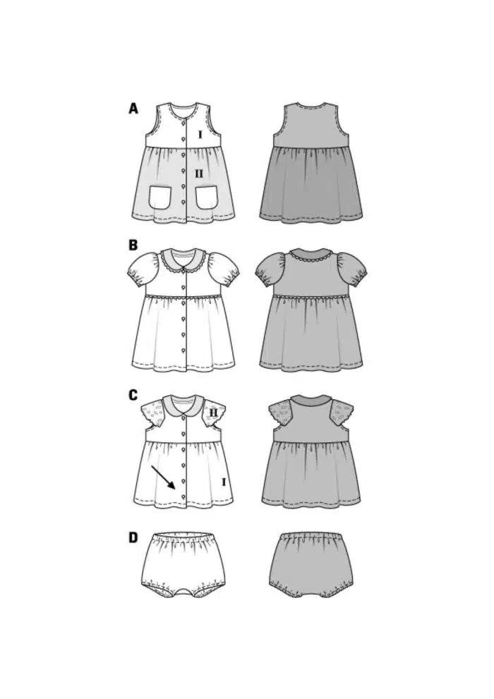 Burda Geel 9357 - Folklore stijl: Jurk in variaties en schort