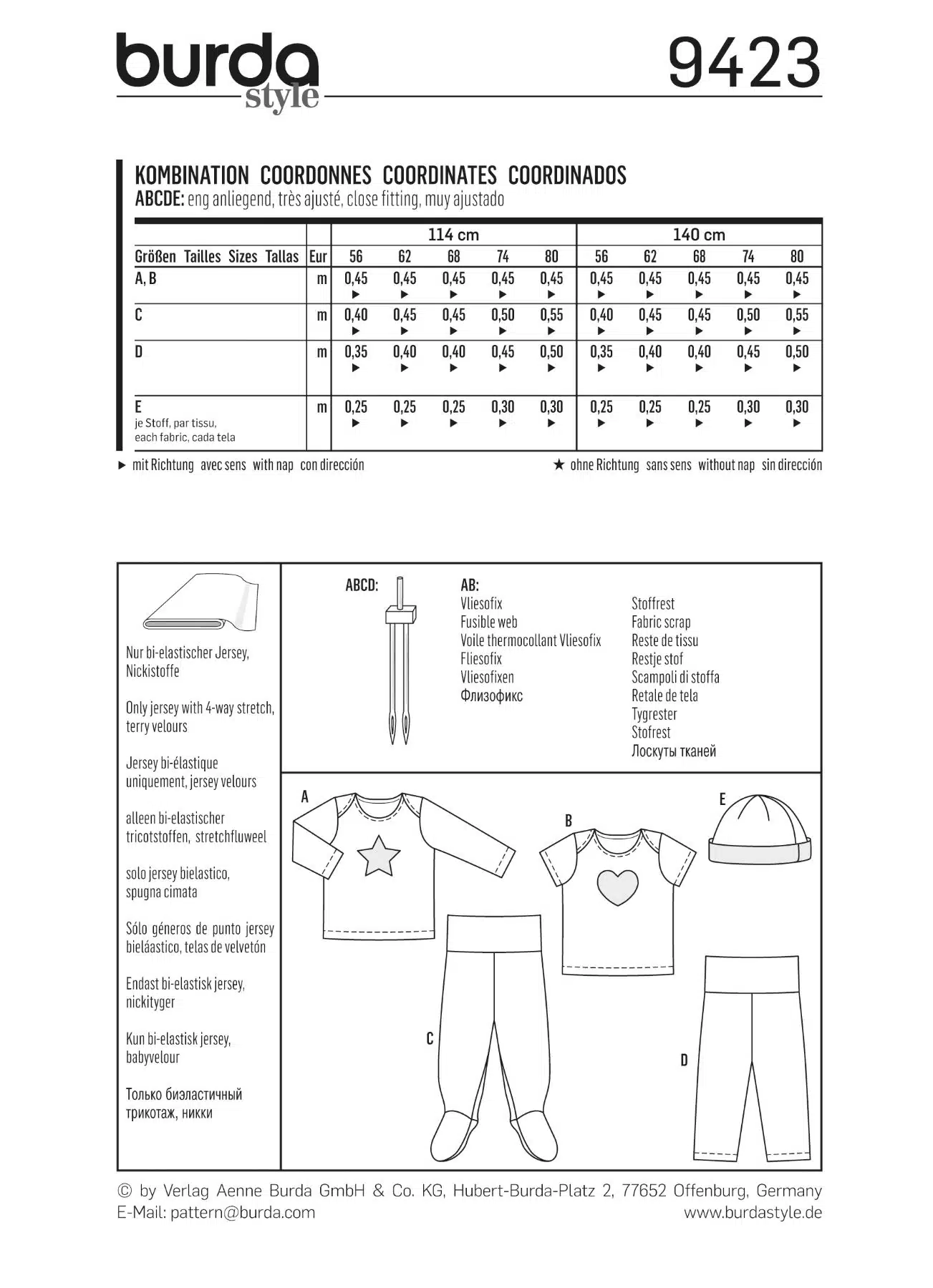 Burda Groen 9423 - Shirt en broek in variaties