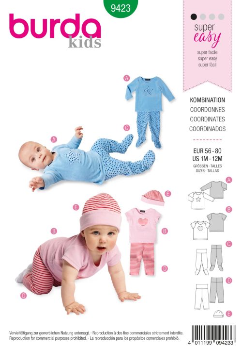 Burda Groen 9423 - Shirt en broek in variaties