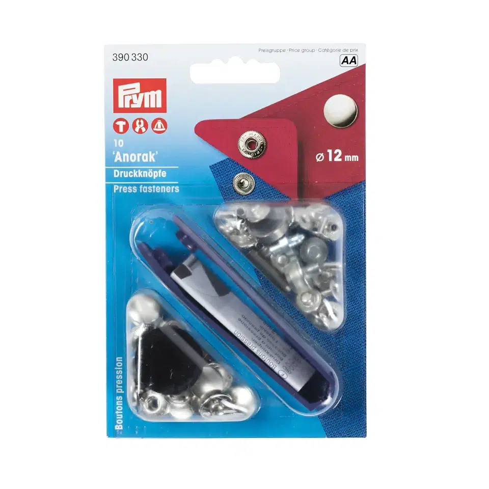 Prym AA;10st Anorak Drukknopen 12mm Zilver