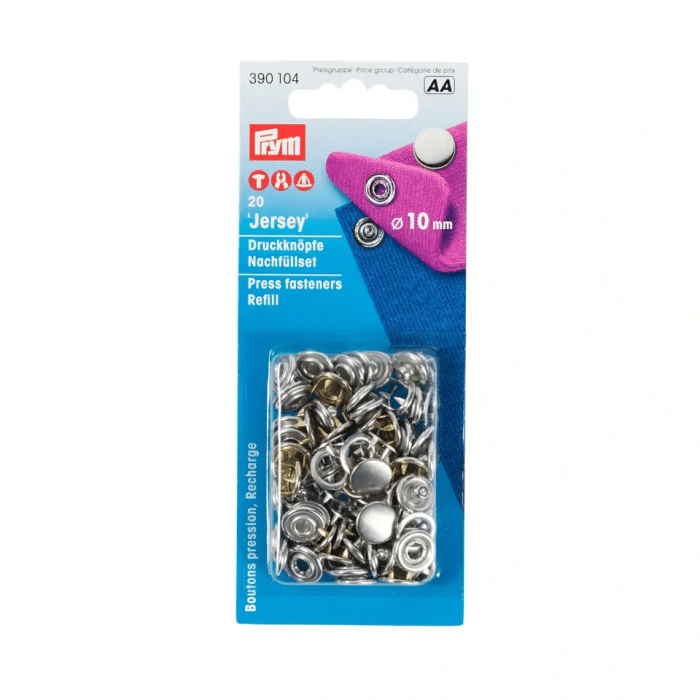Prym AA;20st Drukknopen Jersey Zilver 10mm