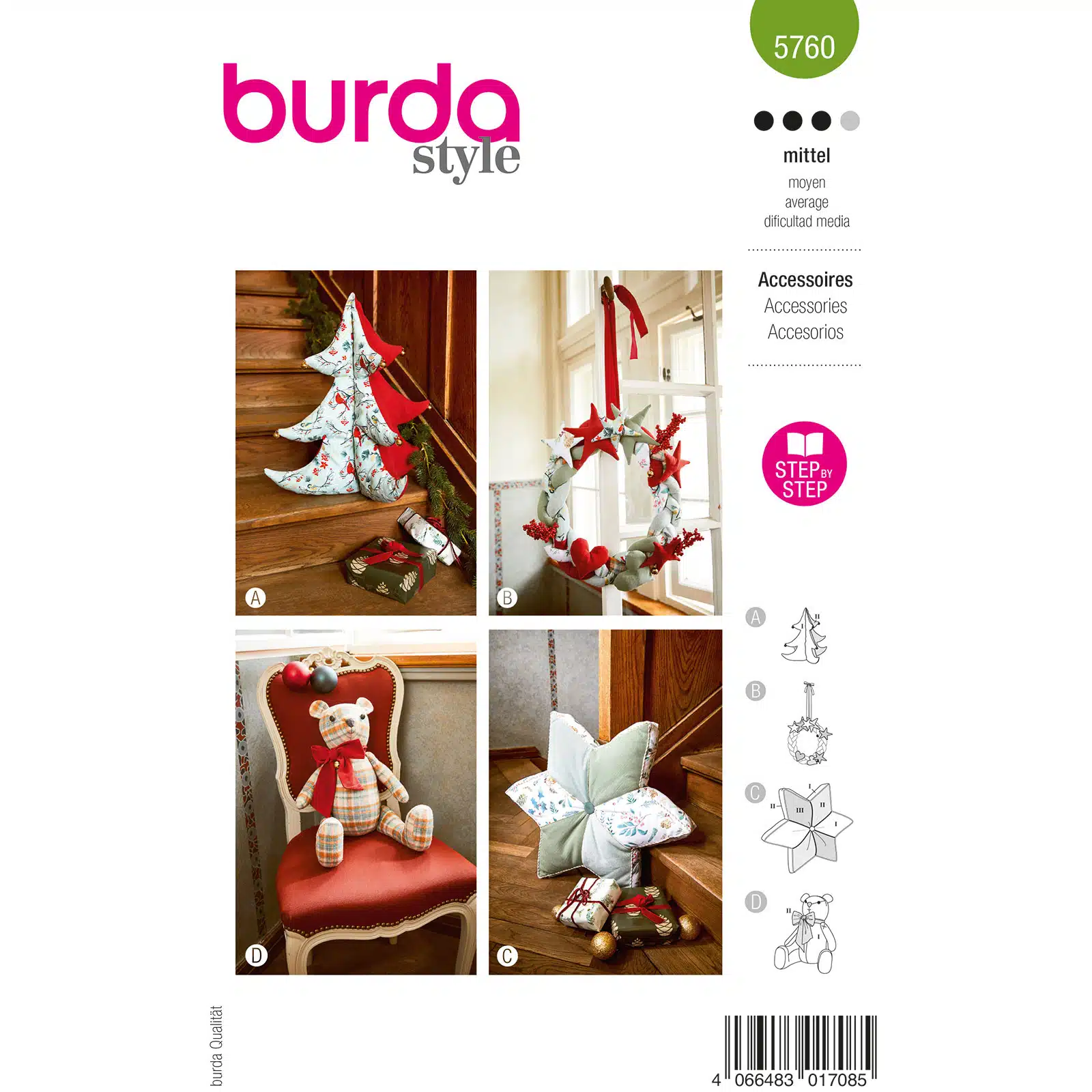 Burda Patroon 5760 - Kerst Accessoires Set