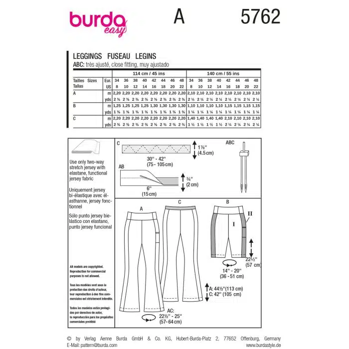 Burda Patroon 5762 - Broek in Variaties