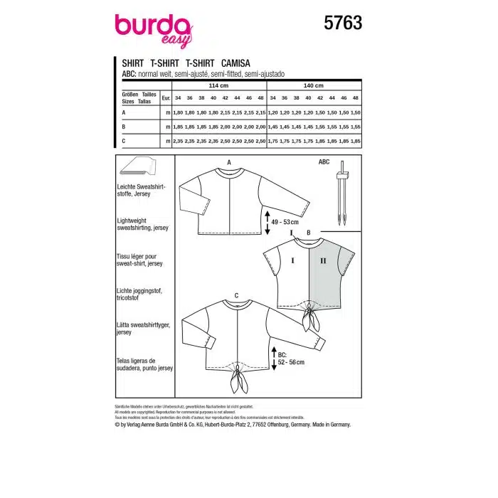 Burda Patroon 5763 - Shirt in Variaties