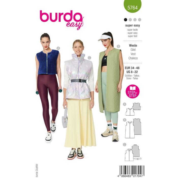Burda Patroon 5764 - Bodywarmer in Variaties
