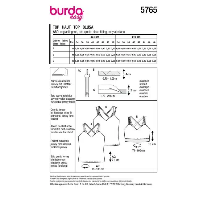 Burda Patroon 5765 - Top in Variaties
