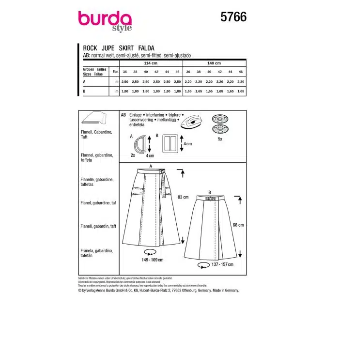 Burda Patroon 5766 - Rok in Variaties