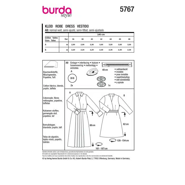 Burda Patroon 5767 - Jurk in Variaties