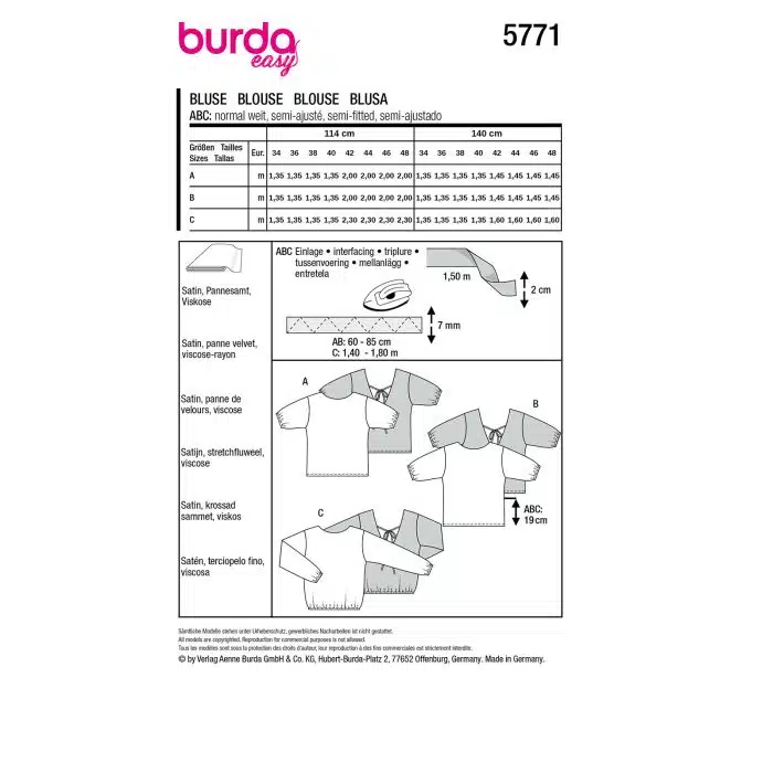 Burda Patroon 5771 - Blouse in Variaties