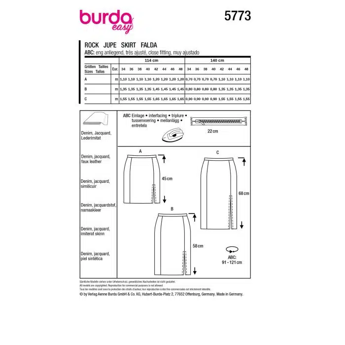Burda Patroon 5773 - Rok in Variaties