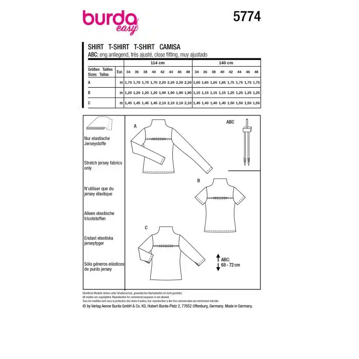 Burda Patroon 5774 - Shirt in Variaties