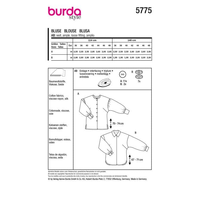 Burda Patroon 5775 - Blouse in Variaties