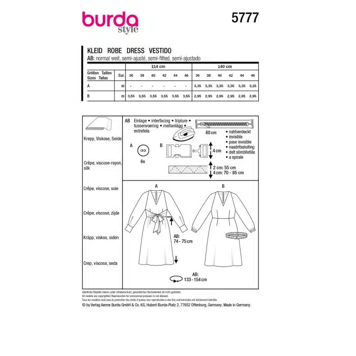 Burda Patroon 5777 - Jurk in Variaties