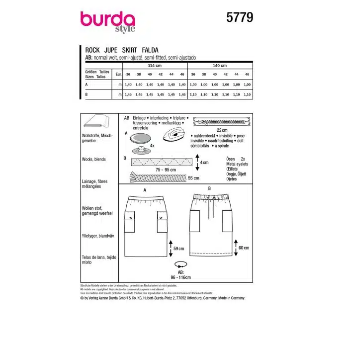 Burda Patroon 5779 - Rok in Variaties