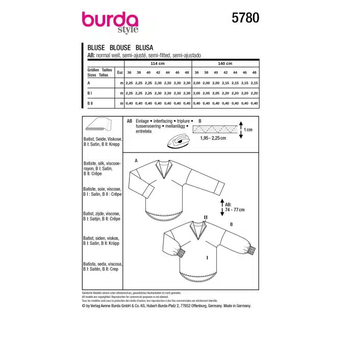 Burda Patroon 5780 - Blouse in Variaties