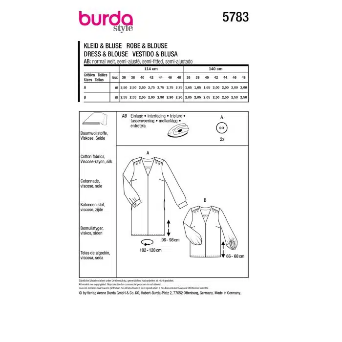 Burda Patroon 5783 - Jurk en Blouse