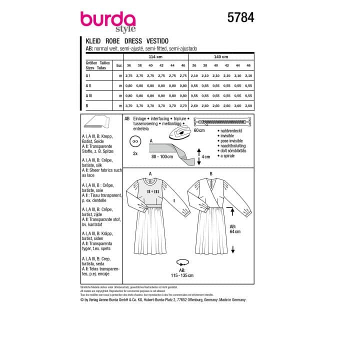 Burda Patroon 5784 - Jurk in Variaties
