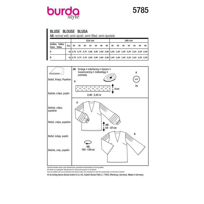 Burda Patroon 5785 - Blouse in Variaties