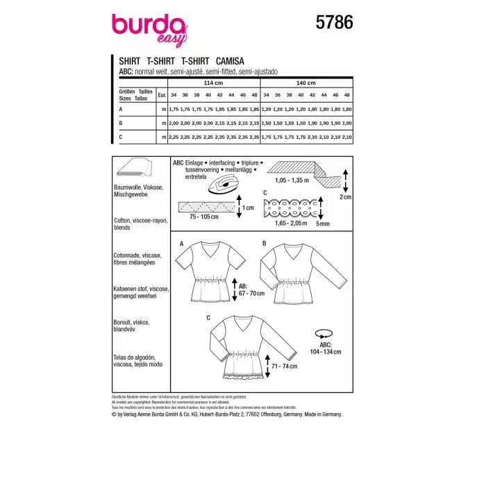 Burda Patroon 5786 - Shirt in Variaties