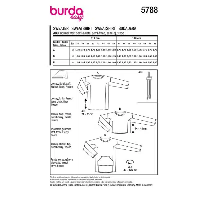 Burda Patroon 5788 - Sweater in Variaties