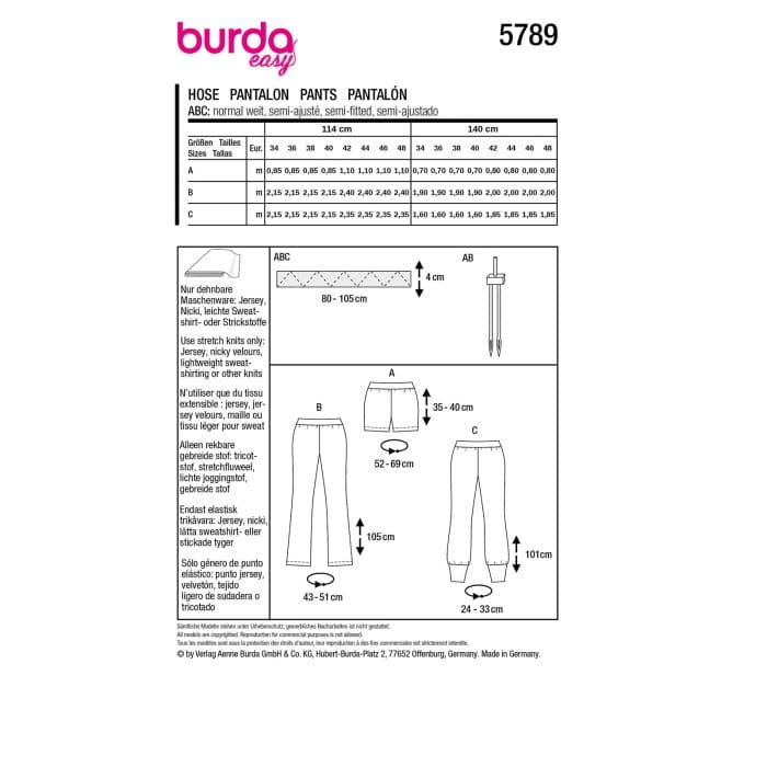 Burda Patroon 5789 - Broek in Variaties