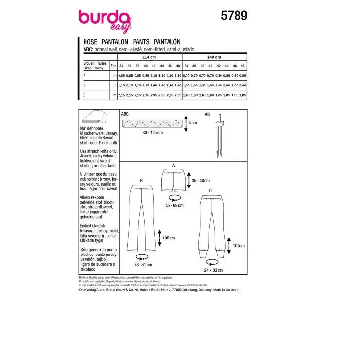 Burda Patroon 5789 - Broek in Variaties