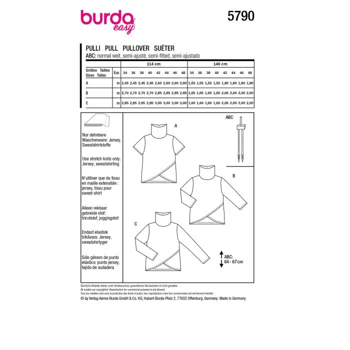 Burda Patroon 5790 - Shirt in Variaties