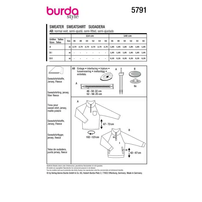 Burda Patroon 5791 - Trui in Variaties