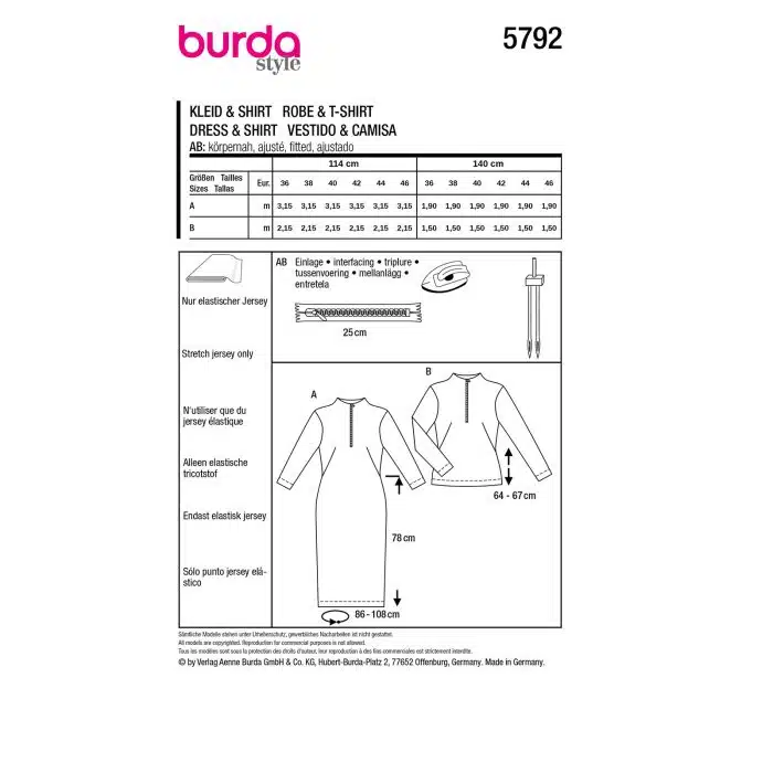 Burda Patroon 5792 - Shirt en Jurk