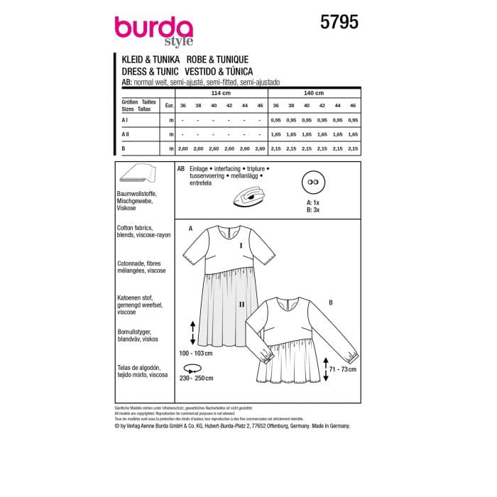 Burda Patroon 5795 - Jurk en Tuniek