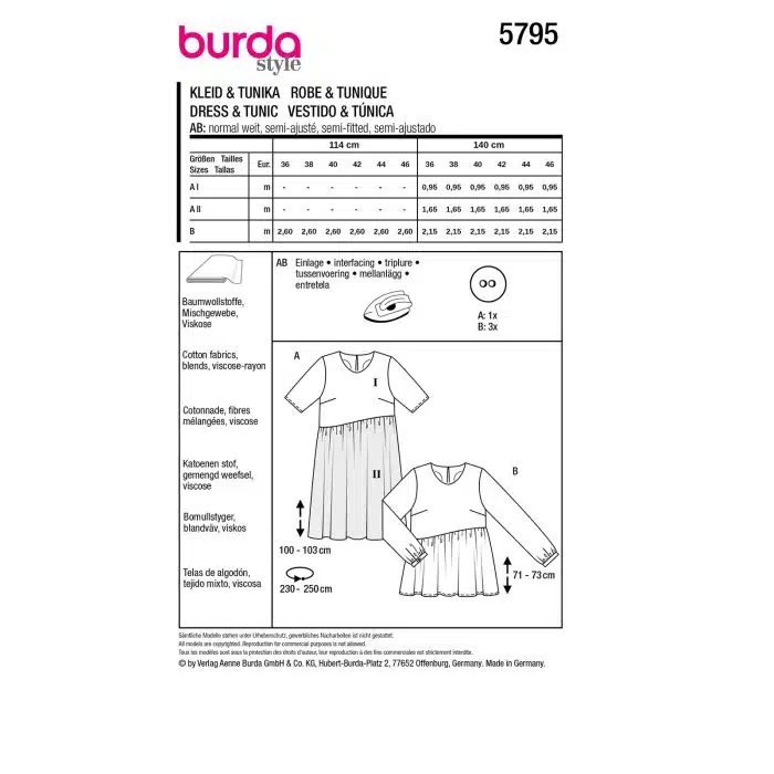 Burda Patroon 5795 - Jurk en Tuniek