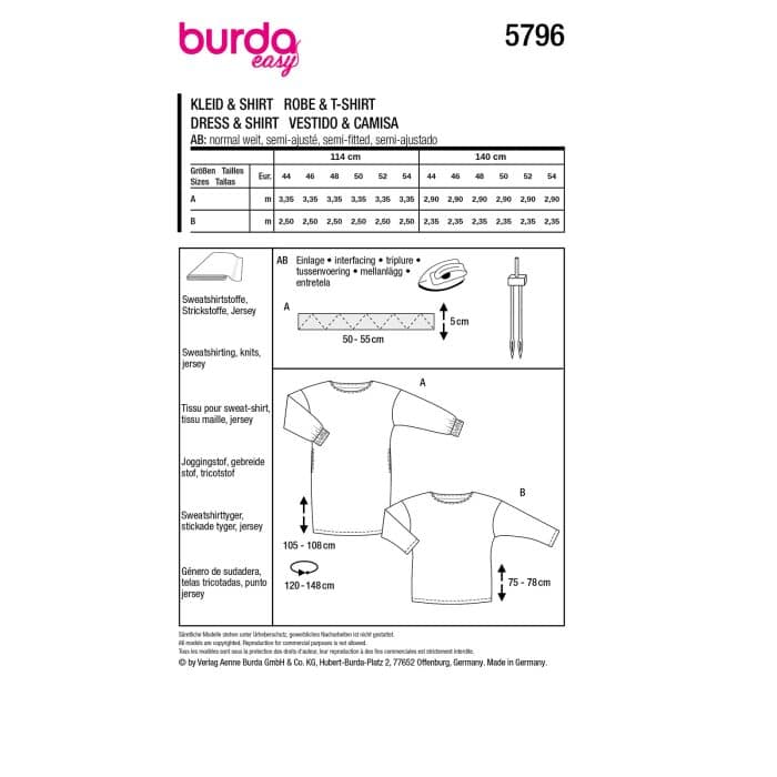 Burda Patroon 5796 - Shirt en Jurk