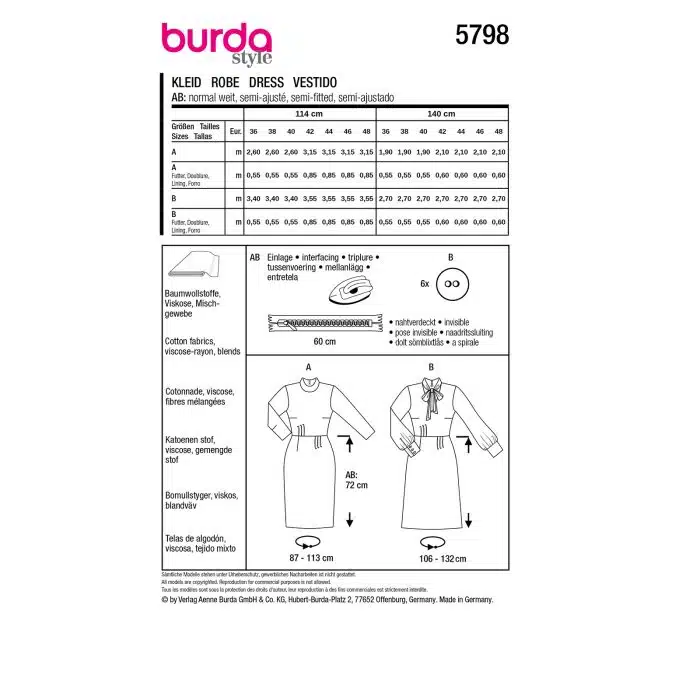 Burda Patroon 5798 - Jurk in Variaties