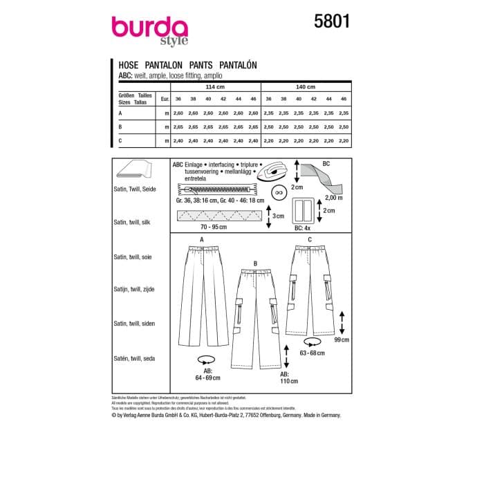 Burda Patroon 5801 - Broek in Variaties