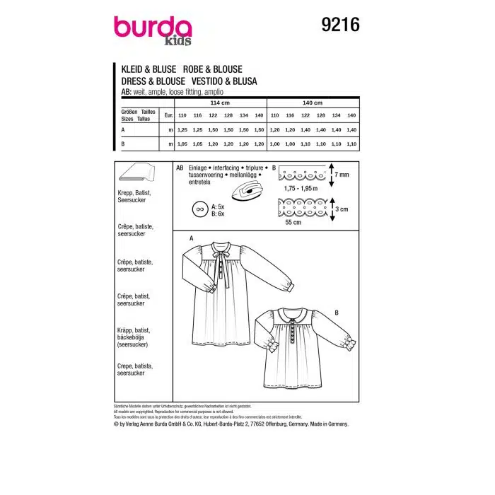 Burda Patroon 9216 - Jurk en Shirt